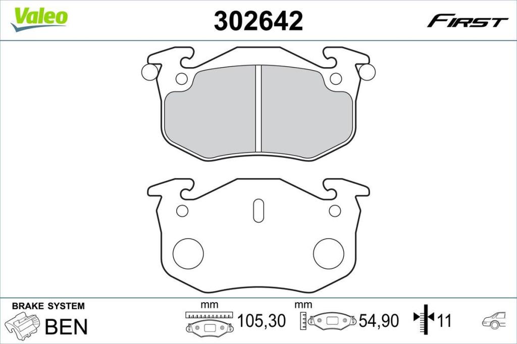 Jeu de 4 plaquettes de frein VALEO 302642